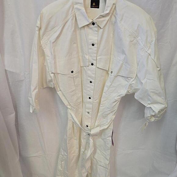 Vintage ‘80’s Lizsport Short Sleeve Jumpsuit With Elastic Waist White Size L NWT - Picture 1 of 14